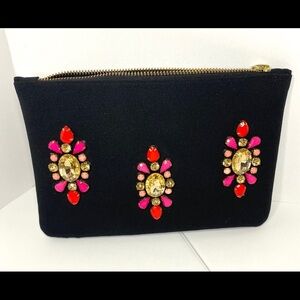 Shiraleah Chicago jeweled black canvas clutch